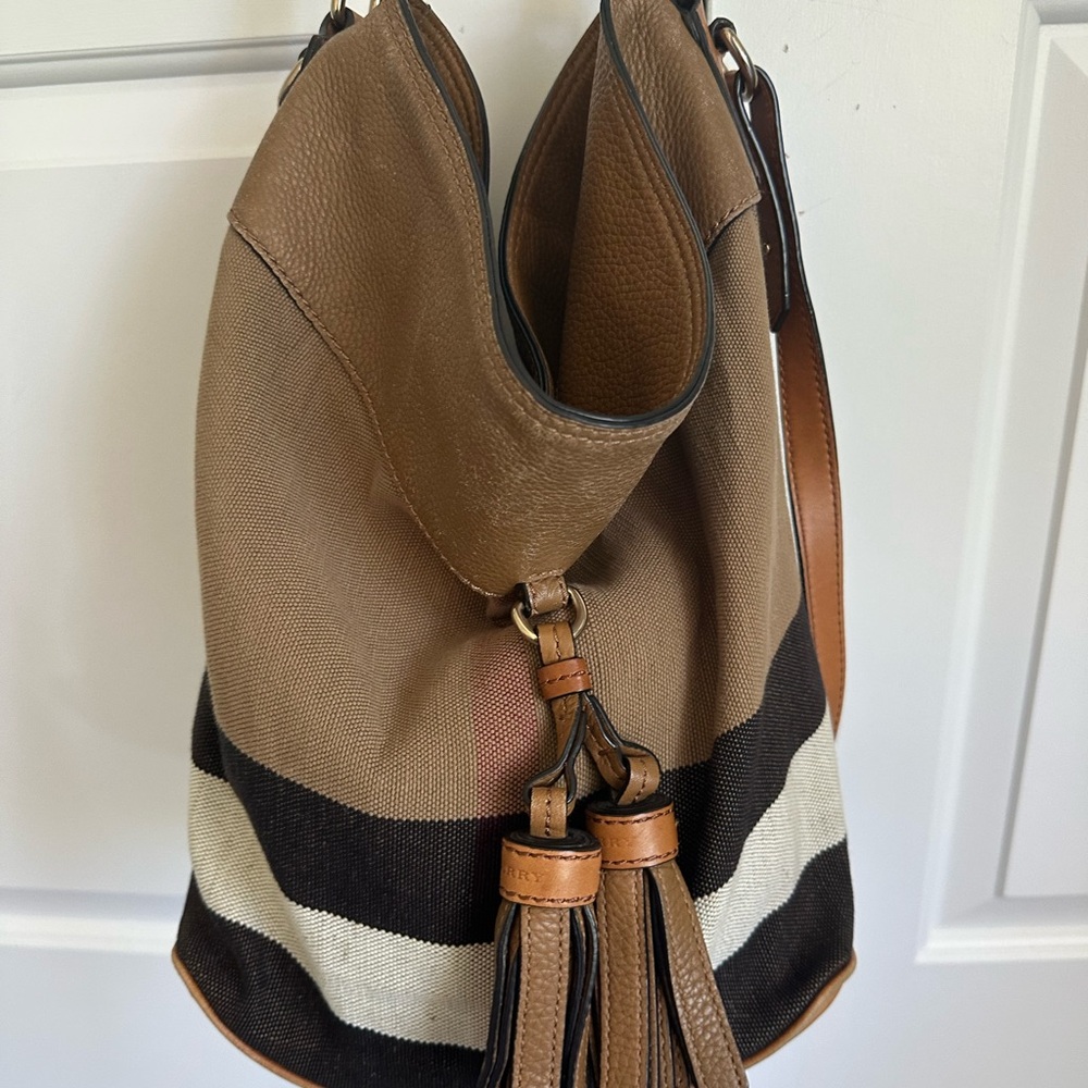 JUST REDUCED. Burberry canvas bag with inside pouch